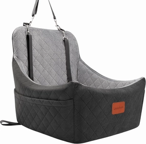 Dog Car Seat for Dogs Up to 35lbs,Car Dog Bed Easy to Install,Medium Dog Car Seat with Adjustable Straps and Anti Slip Bottom,Fully Detachable and Washable(Black/Grey,Medium)