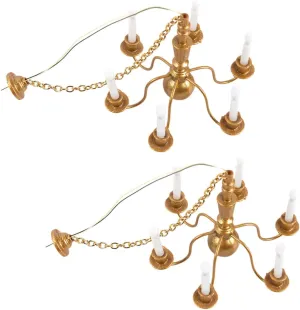 DOITOOL 2pcs Model Chandelier Tiny Lamp Model Dollhouse Ceiling Lamp Miniature Hanging Light Doll House Chandelier Miniature Hanging Lamp Mini Hanging Lamp Furniture Sand Table Metal