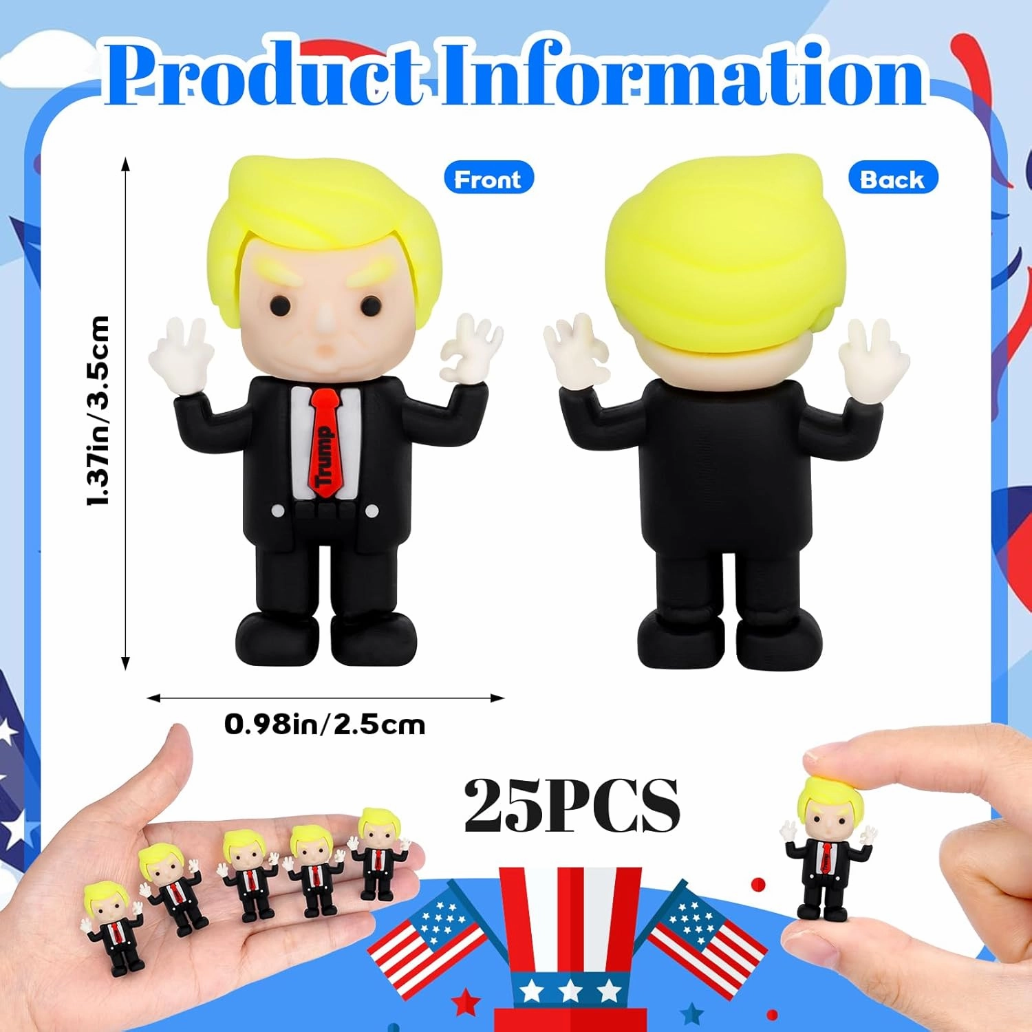 Donaldtrumps 2025 Toy Figure,25 Pcs Miniature Figurines Toys Set,2025 Novelty Gifts for Car Home Desk Party Decoration
