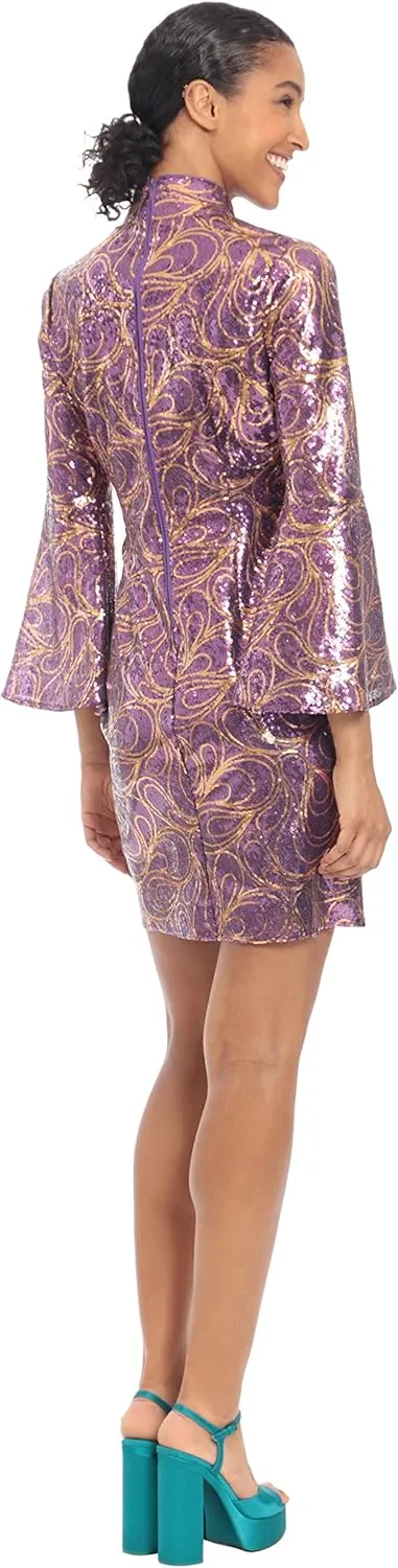 Donna Morgan Women's Mock Neck Flare Sleeve Mini Dress