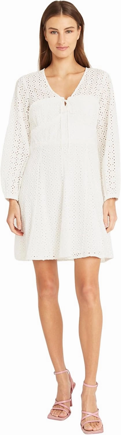 Donna Morgan Eyelet V-Neck Empire Waist Summer Date Night | Casual Dresses for Women