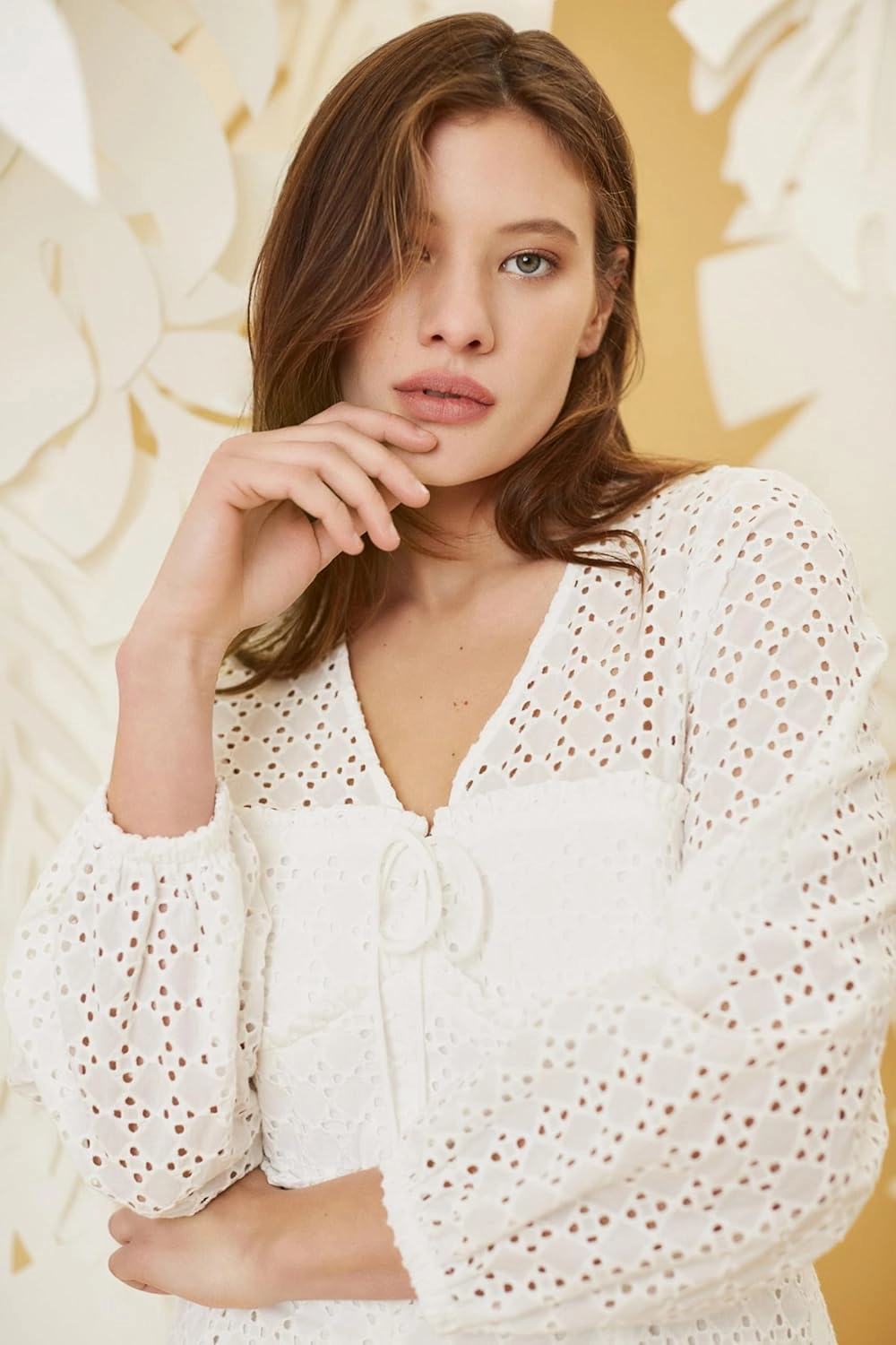 Donna Morgan Eyelet V-Neck Empire Waist Summer Date Night | Casual Dresses for Women
