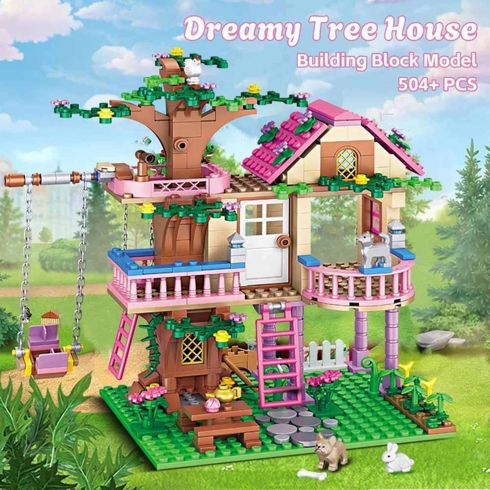 Dream Tree House Friends Building Set Friends Construction Educational Toy 504 Pieces Gifts for Girls Teens Kids Adults Ages 6 