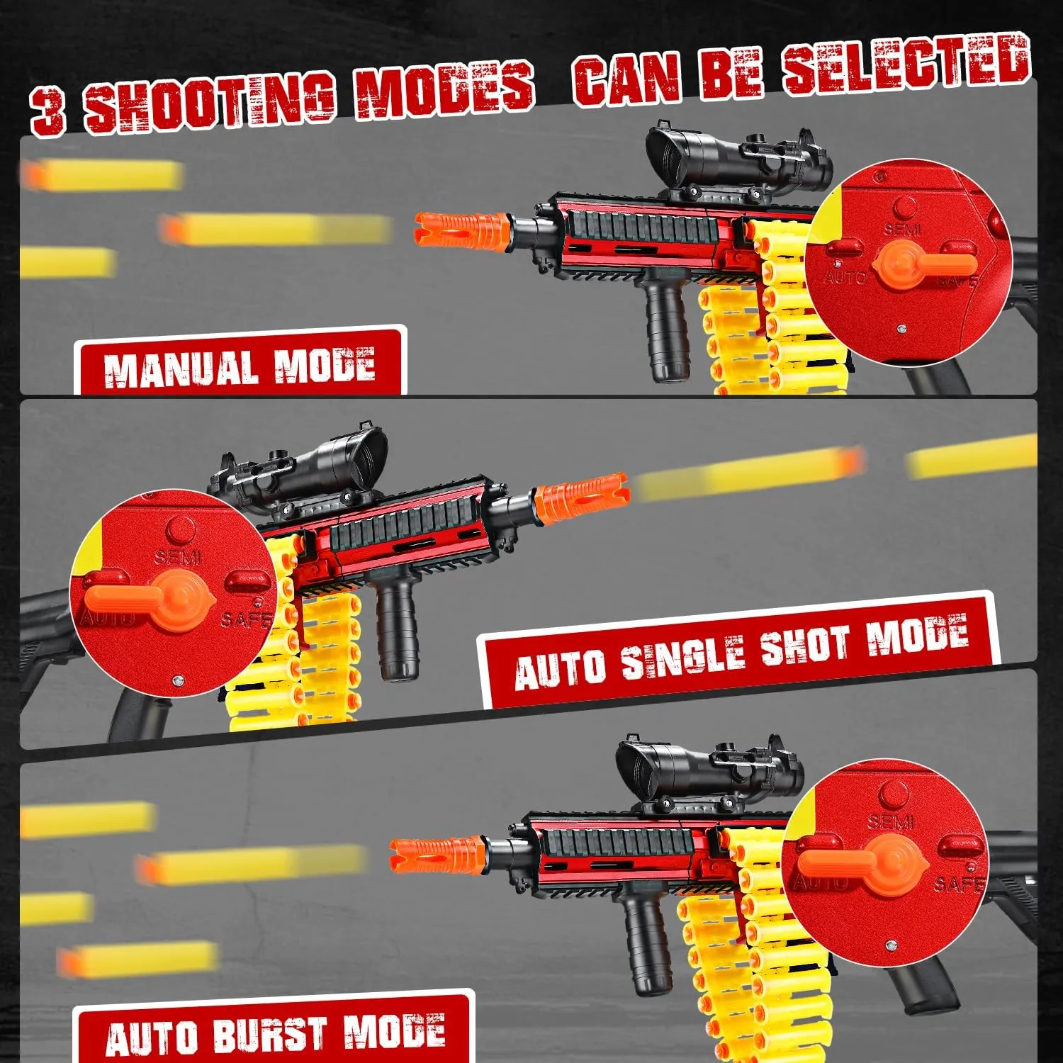 Eaglestone Automatic Toy Guns for Boys, Auto Sniper Machine Gun, 3 Modes Shell Ejecting Electric Toy Foam Blaster, 150 Darts,2 Battery,30 Bullet Belt, Motorize Realistic Toy Guns for Boys Age 8-12