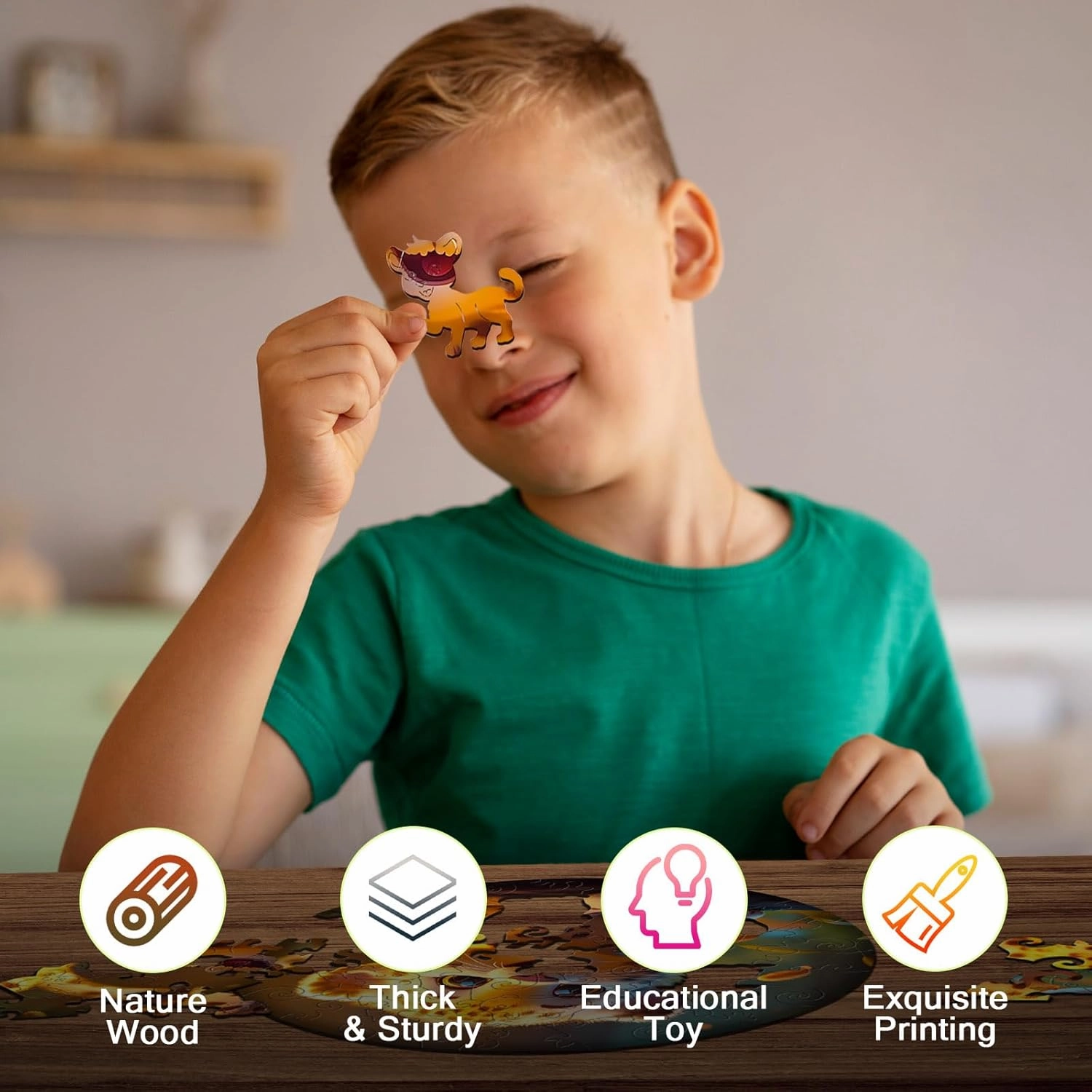 Easter Gifts for Kids Girls Boys, Easter Basket Stuffers, Wooden Jigsaw Puzzles for Kids Ages 4-6, 50 Piece Unique Shape Animal Theme Puzzle - Preschool Learning Educational Toys for Kid 3  (Leopard)
