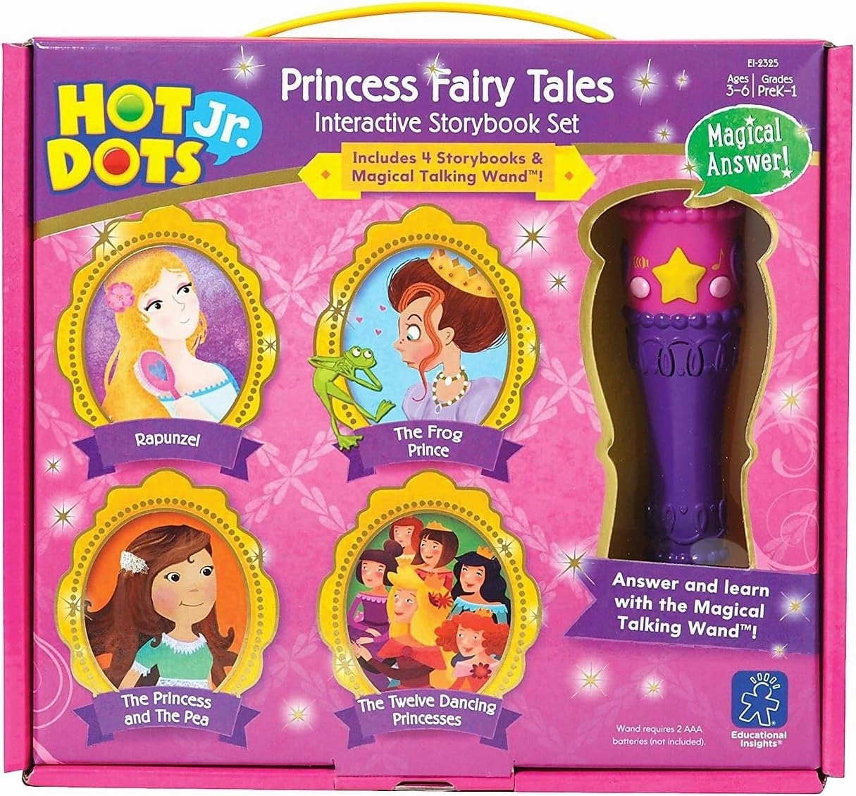Educational Insights Hot Dots Jr. Princess Fairy Tales Storybooks, 4 Books & Interactive Pen, Homeschool Learning Workbooks, Early Learning Activities for Ages 3 