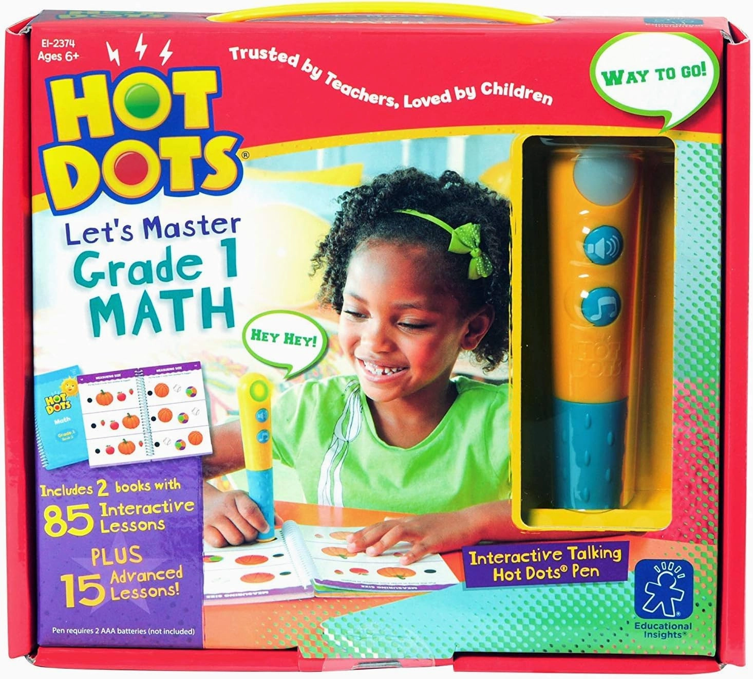 Educational Insights Hot Dots Let's Master 1st Grade Math Set, Math Workbooks, 2 Books with 100 Math Lessons & Interactive Pen, Ages 6 