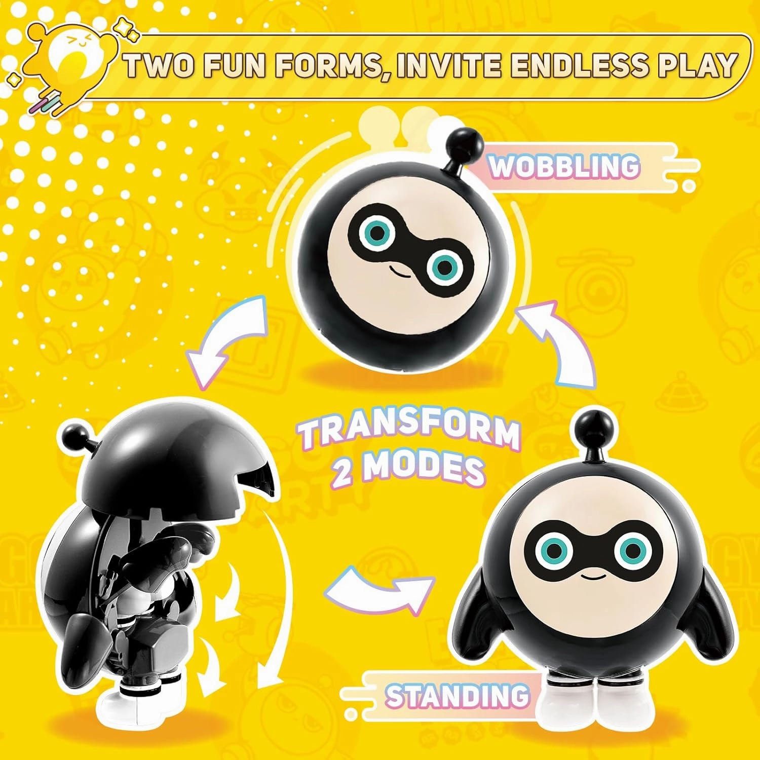 Eggy Party Toys, Rocky Action Figures Transformable Toys, 2-in-1 Eggy Wobbler Toys to All Ages, Cute Tumbler Toys for Kids Boys and Girls Birthday Holidays
