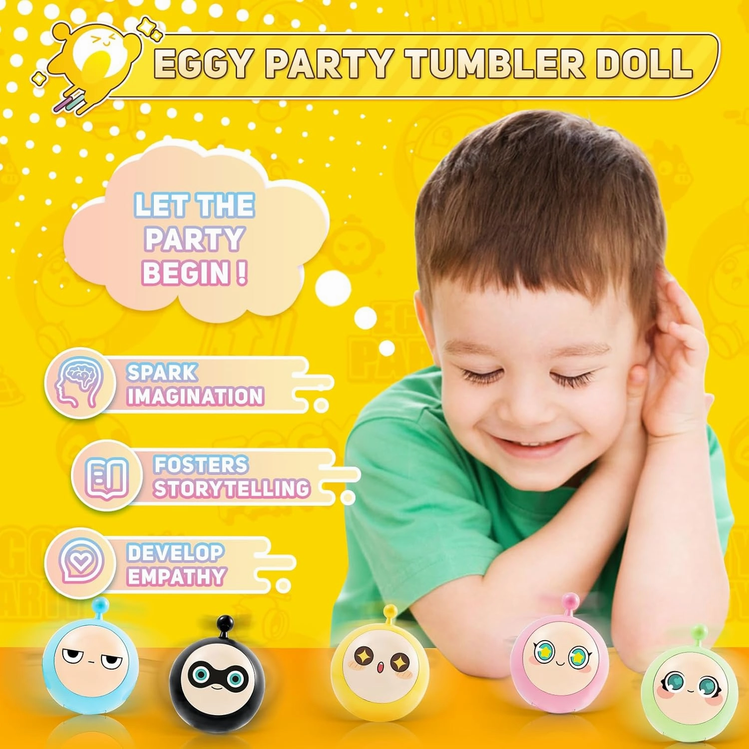 Eggy Party Toys, Rocky Action Figures Transformable Toys, 2-in-1 Eggy Wobbler Toys to All Ages, Cute Tumbler Toys for Kids Boys and Girls Birthday Holidays