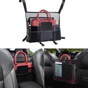 eing Car Organizers and Storage Mesh Bag, Purse Holder for Car, Car Net Pocket Handbag Holder, Automotive Consoles & Organizers, Car Back Seat Pets Kids Barrier, Car Handbag Holder for Women, Black
