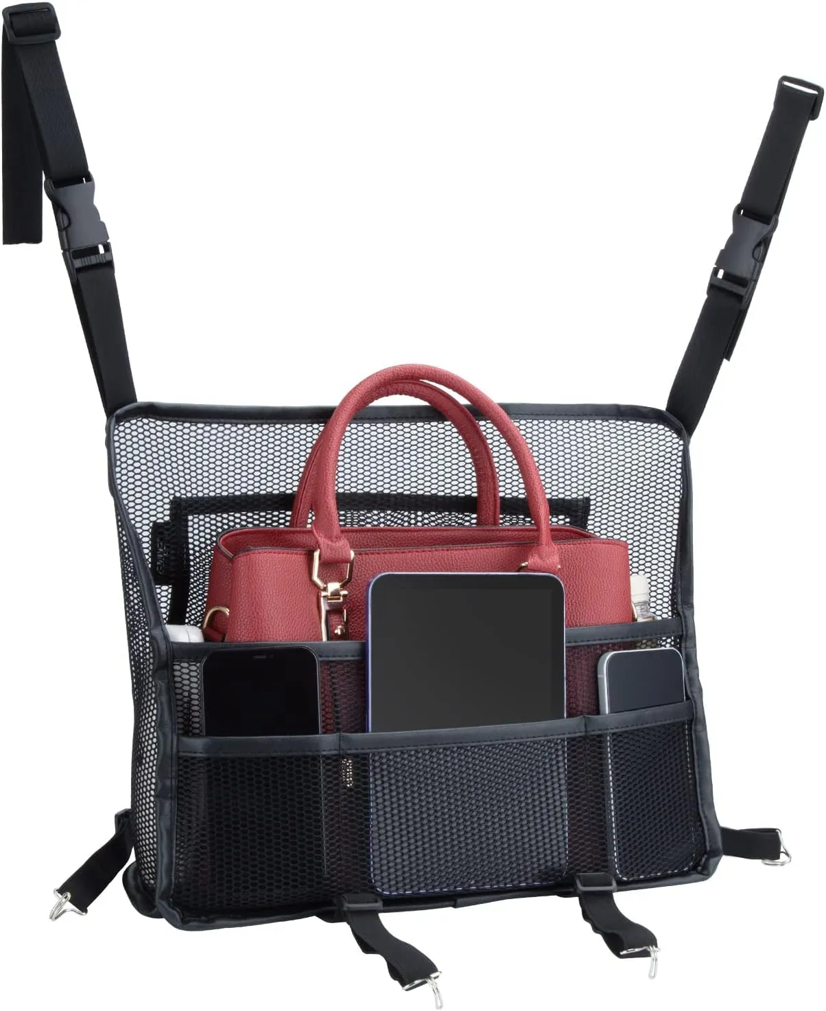eing Car Organizers and Storage Mesh Bag, Purse Holder for Car, Car Net Pocket Handbag Holder, Automotive Consoles & Organizers, Car Back Seat Pets Kids Barrier, Car Handbag Holder for Women, Black