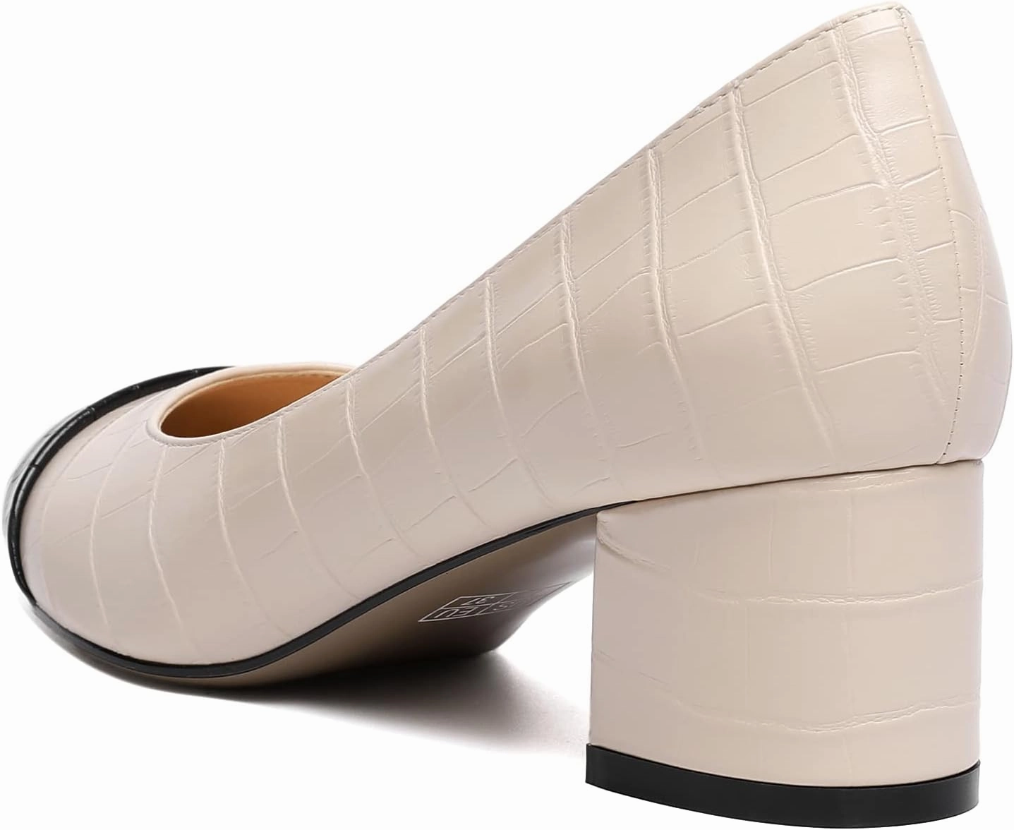 Eldof Women's Round Cap Toe Block Heels Slip On Chunky Low Heel Pumps for Wedding Party Office Classic Dress Shoes 2 Inches