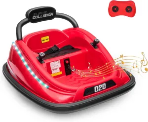 Electric Bumper Car for Toddlers, 12V Electric Ride on Car for Kids with Remote, 360 Degree Spin, 2-Speed, Music, LED Lights, Ages 1.5-8 Years Old, Bumper Car for Birthday Gift(Red)