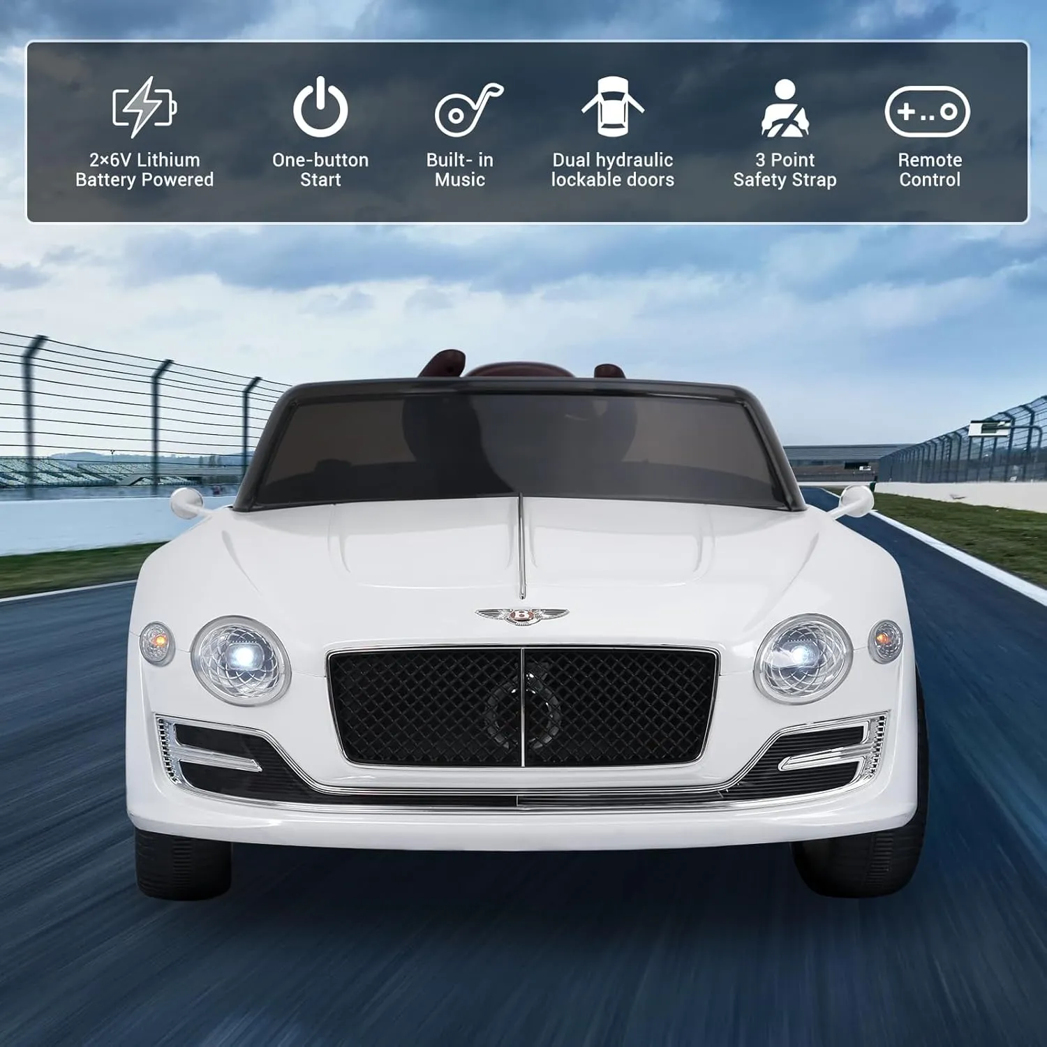Electric Kids Ride On Cars Toy, 12V Battery Powered Licensed Bentley Vehicles with Parent Remote Control, Headlights, MP3, USB Port, Horn and Double Doors, for Boys and Girls