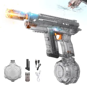 Electric Water Gun with Auto Suction & Flashing Muzzle – 800CC Large Capacity, 26-32FT Long Range, 2 Modes (Automatic/Manual), for Kids & Adults, Indoor & Outdoor Play (Black)