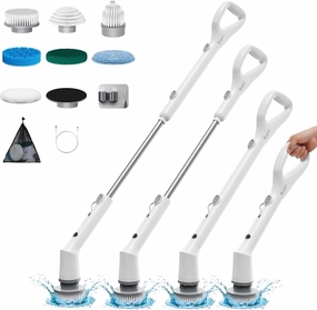 Electric Spin Scrubber,2025 New Cordless Cleaning Brush,Shower Cleaning Brush with 7 Replaceable Brush Heads, Power Scrubber 3 Adjustable Speeds,Detachable Long Handle & IPX7 Waterproof