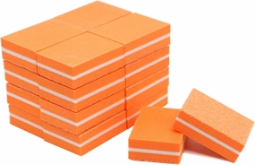 Emery Boards Nail Care kit with Nail File Buffer, 200Pcs Orange Mini Sponge Files 100/180 Sanding Buffer Block
