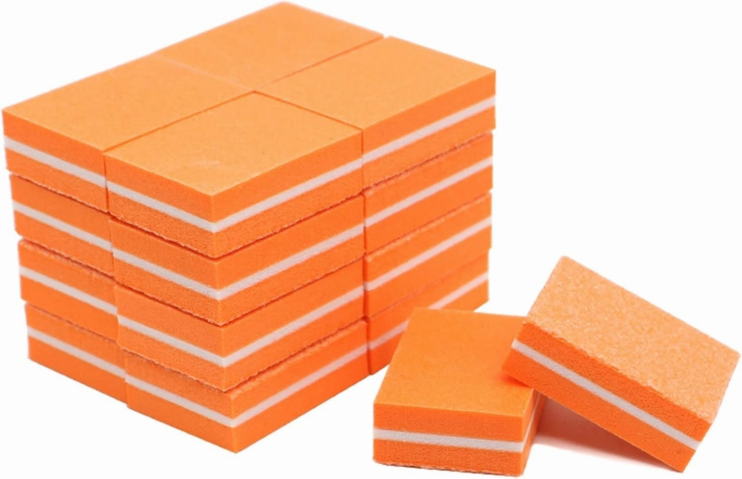 Emery Boards Nail Care kit with Nail File Buffer, 200Pcs Orange Mini Sponge Files 100/180 Sanding Buffer Block