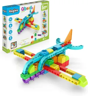 Engino: Qboidz Airplane - 5 Model Brick Building Set, Toy Construction, Coloring & Math Activities, Stack & Click Assembly, STEM Play & Learn, Kids 3 