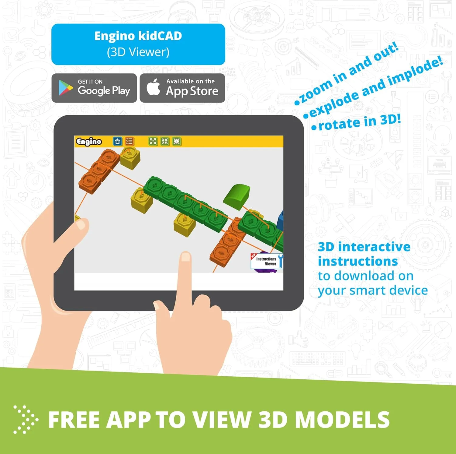 Engino: Qboidz Alligator - 5 Model Brick Building Set, Toy Construction, Coloring & Math Activities, Stack & Click Assembly, STEM Play-Learn, Kids 3 