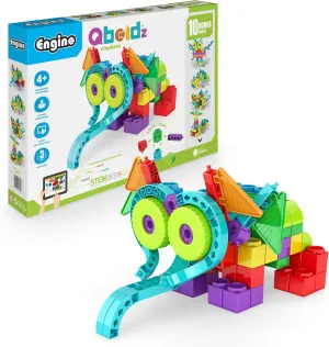 Engino: Qboidz Elephant - 10 Model Brick Building Set, Toy Construction, Coloring & Math Activities, Stack & Click Assembly, STEM Play-Learn, Kids 4 