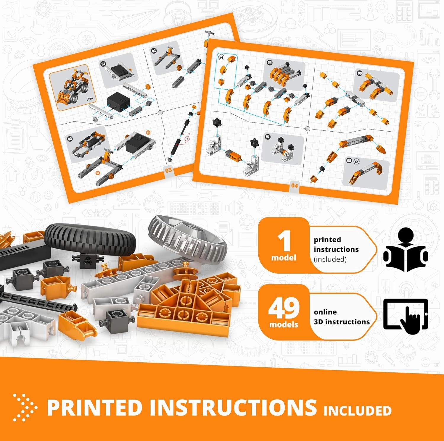 Engino- Inventor STEM Toys, 50 Motorized Models, Educational Toys for Kids 7 , STEM Projects for Kids, Building Kit, Gifts for Boys & Girls