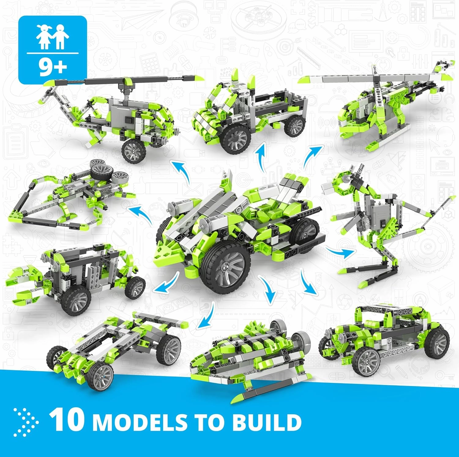 Engino Inventor STEM Toys, Motorized 4-Wheeled Extreme Bike, Construction Toys for Kids 9 , Building Kit, STEM Projects, Gifts for Boys & Girls