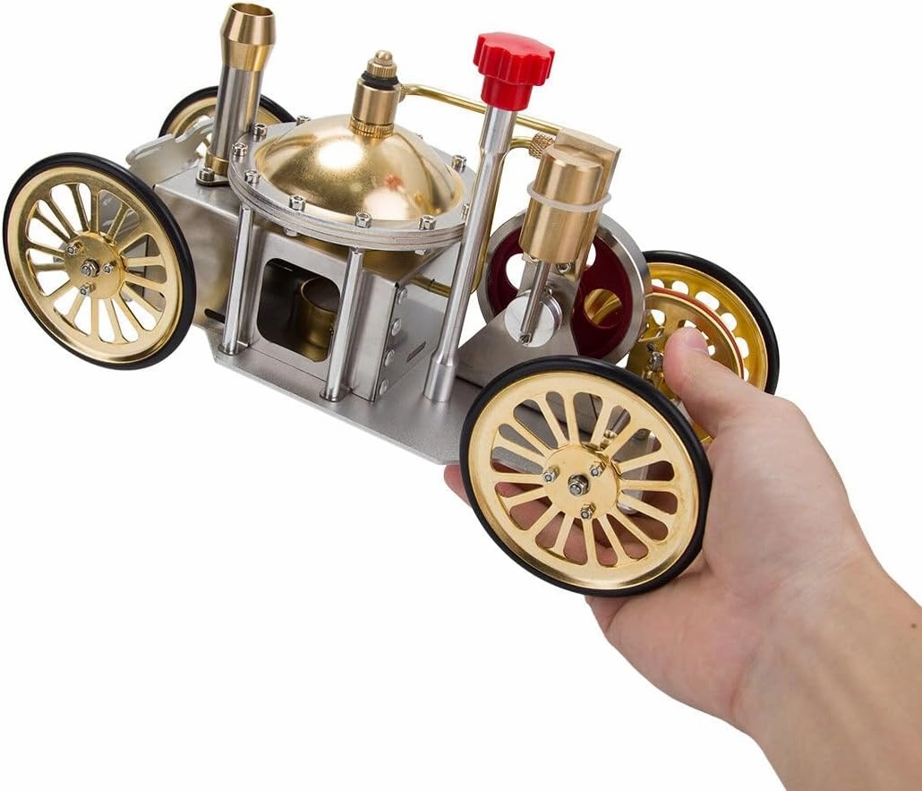 ENJOMOR Christmas-Themed Metal Steam-Powered Car Model, Educational Collectible Gift for Adults (Assembled Version)