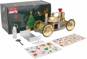 ENJOMOR Christmas-Themed Metal Steam-Powered Car Model, Educational Collectible Gift for Adults (Assembled Version)
