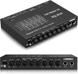 EQ-819 Car Audio Equalizer, Car Equalizer Car Audio Car EQ with Karaoke Funtion Mic Input, acualizador Digital Equalizer car Audio car Amplifier equalizers with Aux Input/EQ Tuning/Echo