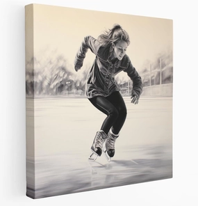 Ethereal Figure Skater Charcoal Canvas Print, 12" x 12"