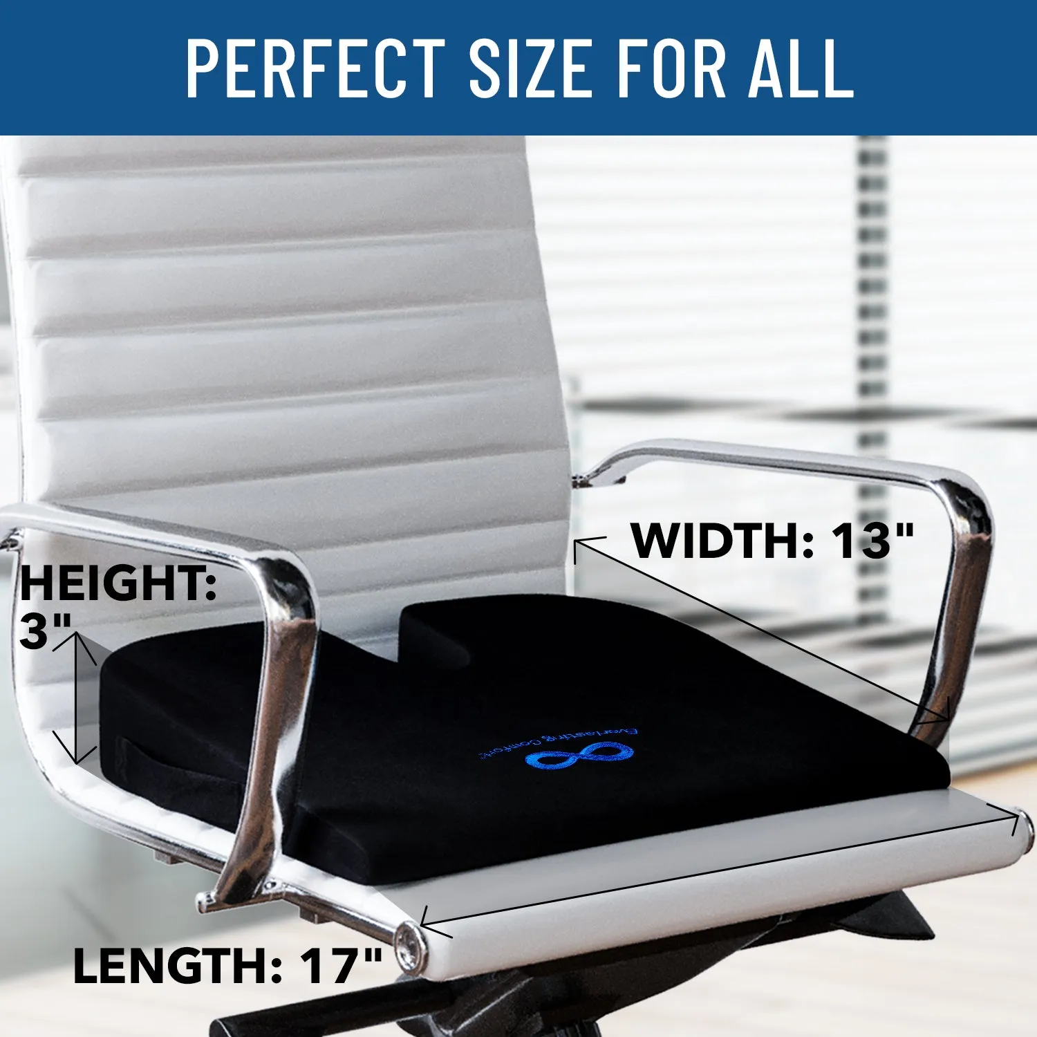 Everlasting Comfort Memory Foam Car Seat Cushion - Tailbone Pain Relief, Driving Seat Cushion for Short People - Office, Wheelchair, Gaming Chair, Travel - Non-Slip, Washable Cover