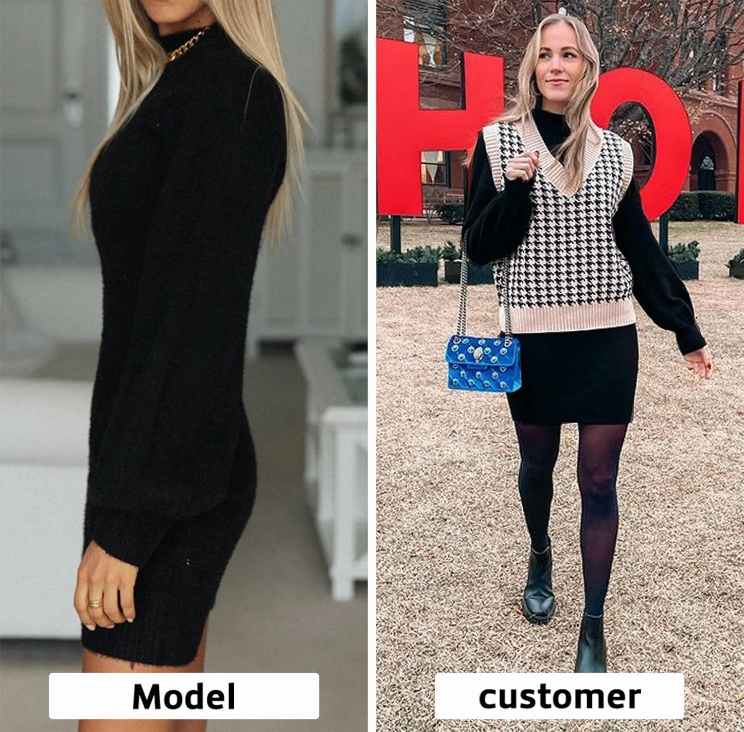 EXLURA Women's 2025 Mock Neck Ribbed Long Sleeve Bodycon Pullover Cute Mini Sweater Dress
