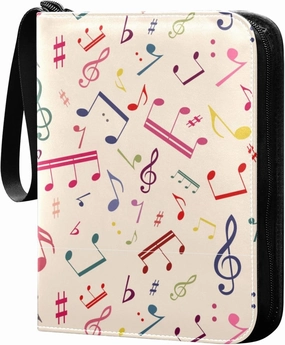Exnundod Retro Music Notes Trading Card Binder for Cards, Colorful Card Album 4-Pockets for 400 Cards with Removable Sleeves PU Baseball Card Holder Football Sports Card Collection