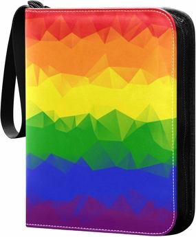 Exnundod Striped Colorful Rainbow Trading Card Binder for Cards, Card Album 4-Pockets for 400 Cards with Removable Sleeves PU Baseball Card Holder Football Sports Card Collection