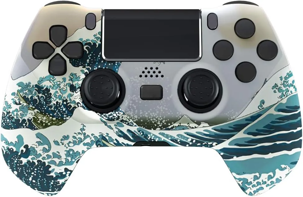 eXtremeRate The Great Wave Decade Tournament Controller (DTC) Upgrade Kit for PS4 Slim Pro Controller JDM-040 050 055, Upgrade Board & Ergonomic Shell & Back Buttons & Trigger Stops - NO Controller