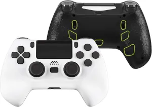 eXtremeRate White Decade Tournament Controller (DTC) Upgrade Kit for PS4 Controller JDM-040/050/055, Upgrade Board & Ergonomic Shell & Back Buttons & Trigger Stops - Controller NOT Included
