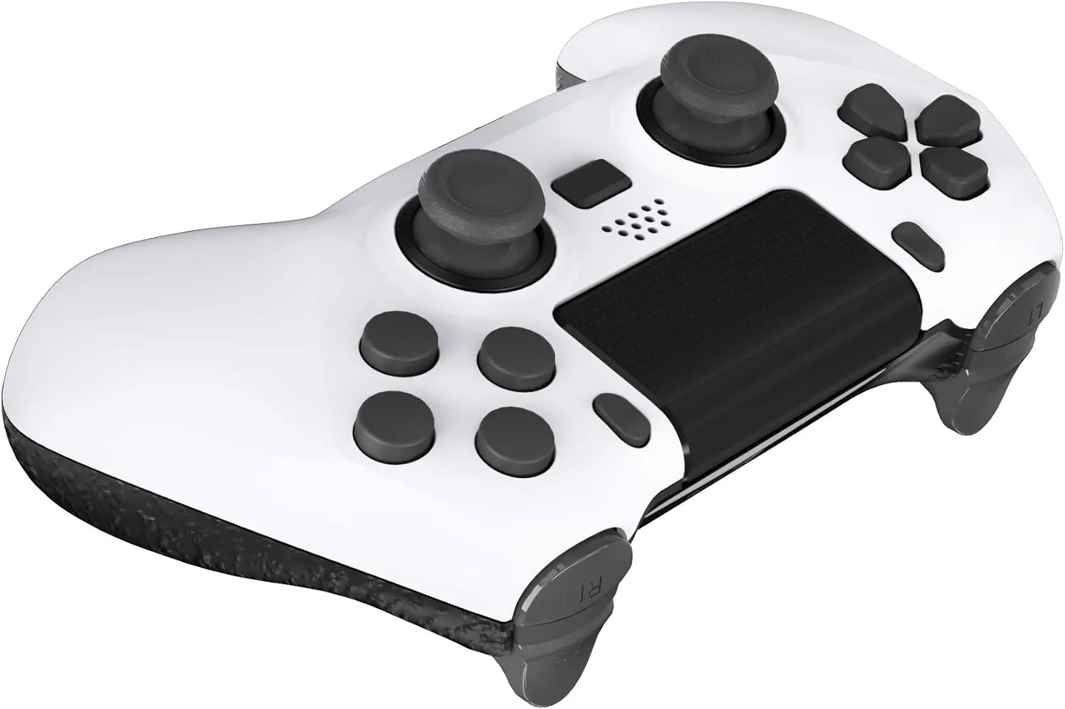 eXtremeRate White Decade Tournament Controller (DTC) Upgrade Kit for PS4 Controller JDM-040/050/055, Upgrade Board & Ergonomic Shell & Back Buttons & Trigger Stops - Controller NOT Included