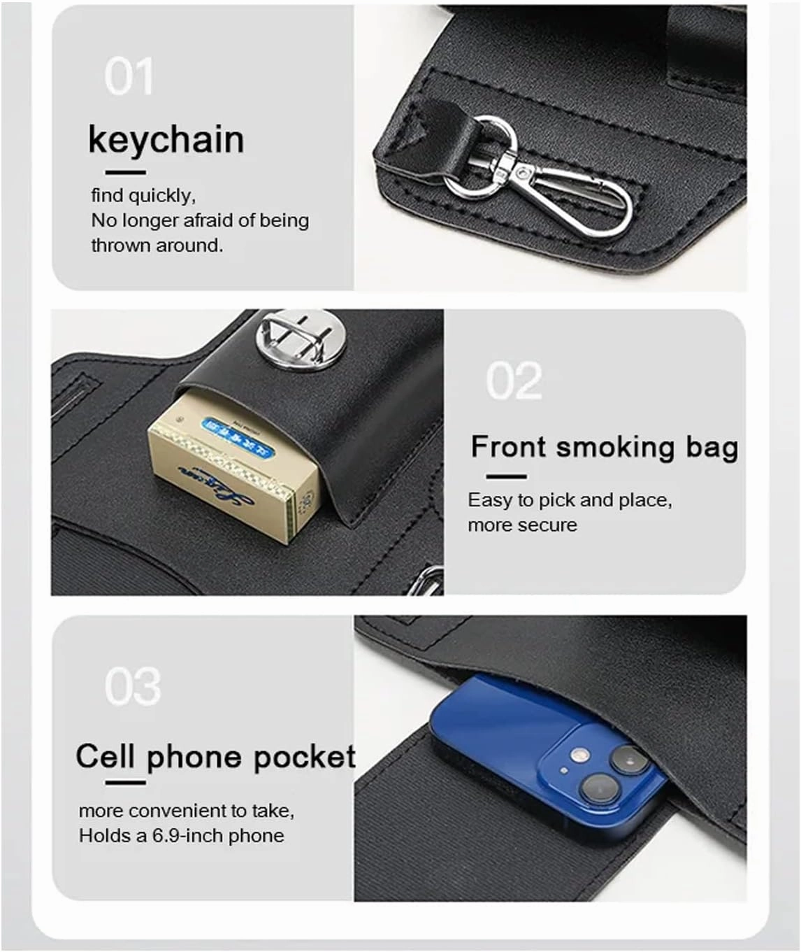 Fanny Pack for Men PU Leather Hiking Waist Bag Multifunction Waist Pouch Slim Belt Bag Chest Bag Fit (1 PC, Black)