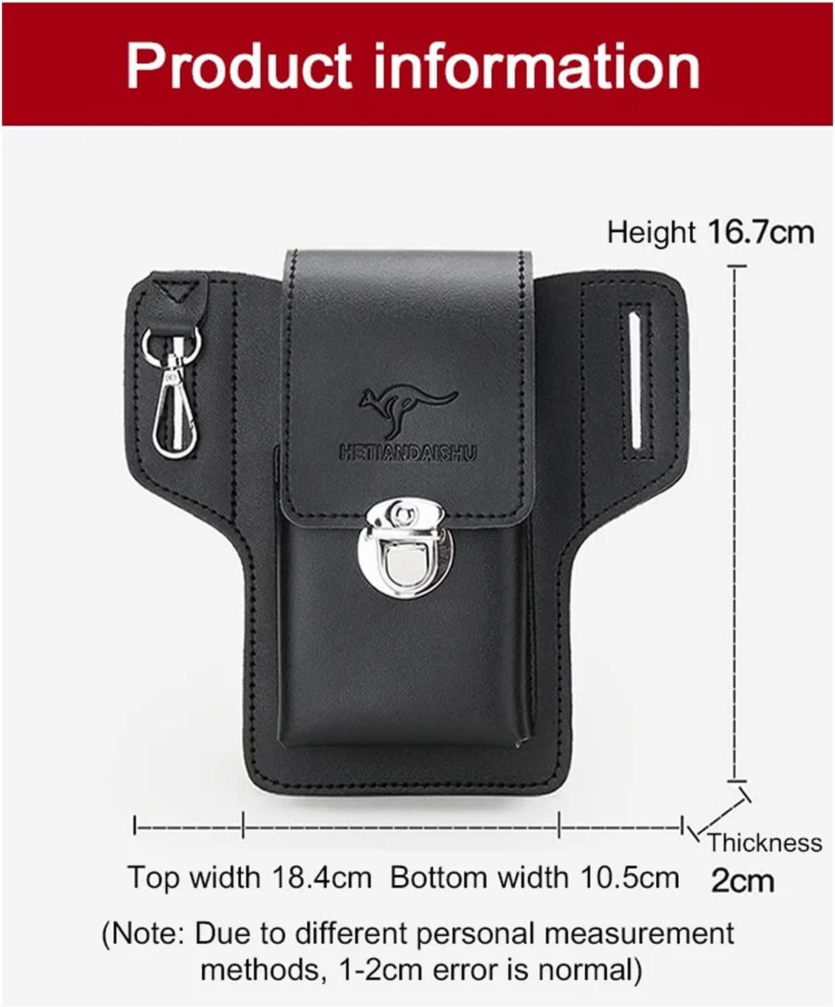 Fanny Pack for Men PU Leather Hiking Waist Bag Multifunction Waist Pouch Slim Belt Bag Chest Bag Fit (1 PC, Black)