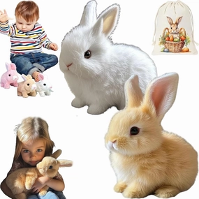 Fanyil Bunnypal Bring Joy, 2025 New Bunby - Easter My Realistic Bunny Toy, Family Interactive Bunny Palm Pal, Interactive Bunny Realistic Bunny - Jumping, Twitching, and Shaking Ears. (AC)