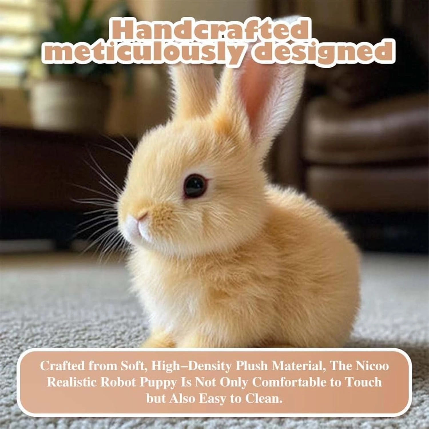 Fanyil Bunnypal Bring Joy, 2025 New Bunby - Easter My Realistic Bunny Toy, Family Interactive Bunny Palm Pal, Interactive Bunny Realistic Bunny - Jumping, Twitching, and Shaking Ears. (AC)