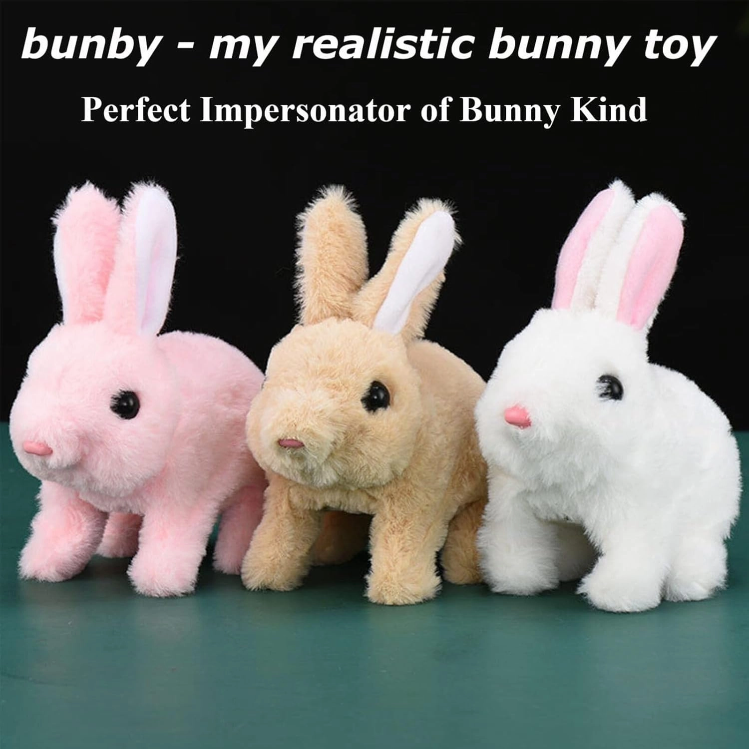 Fanyil Bunnypal Bring Joy, 2025 New Bunby - Easter My Realistic Bunny Toy, Family Interactive Bunny Palm Pal, Interactive Bunny Realistic Bunny - Jumping, Twitching, and Shaking Ears. (AC)