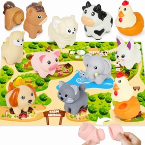 Farm Animal Matching Toys for Toddlers, Preschool Learning Activities Montessori 10 PCS with Activity Map Game Toy Gifts for 1 2 3 Year Old Boys and Girls