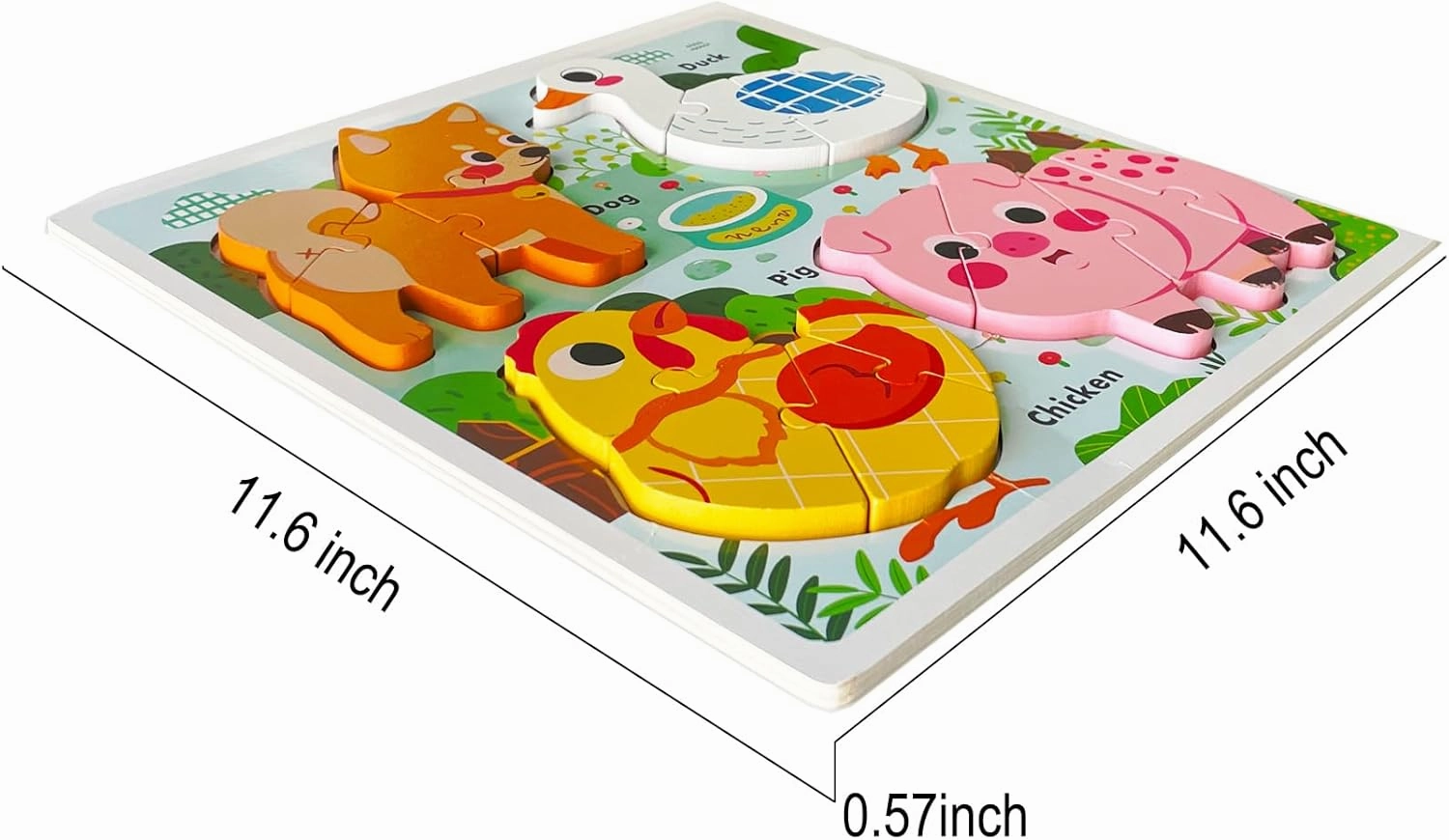 Farm Animal Puzzles for Toddlers 1-3, Gifts for 2 3 Years Old Girls Boys,Wooden Jigsaw Puzzles for Toddlers 2-4, Montessori Toys Learning Educational Toys Kids Ages 2-3