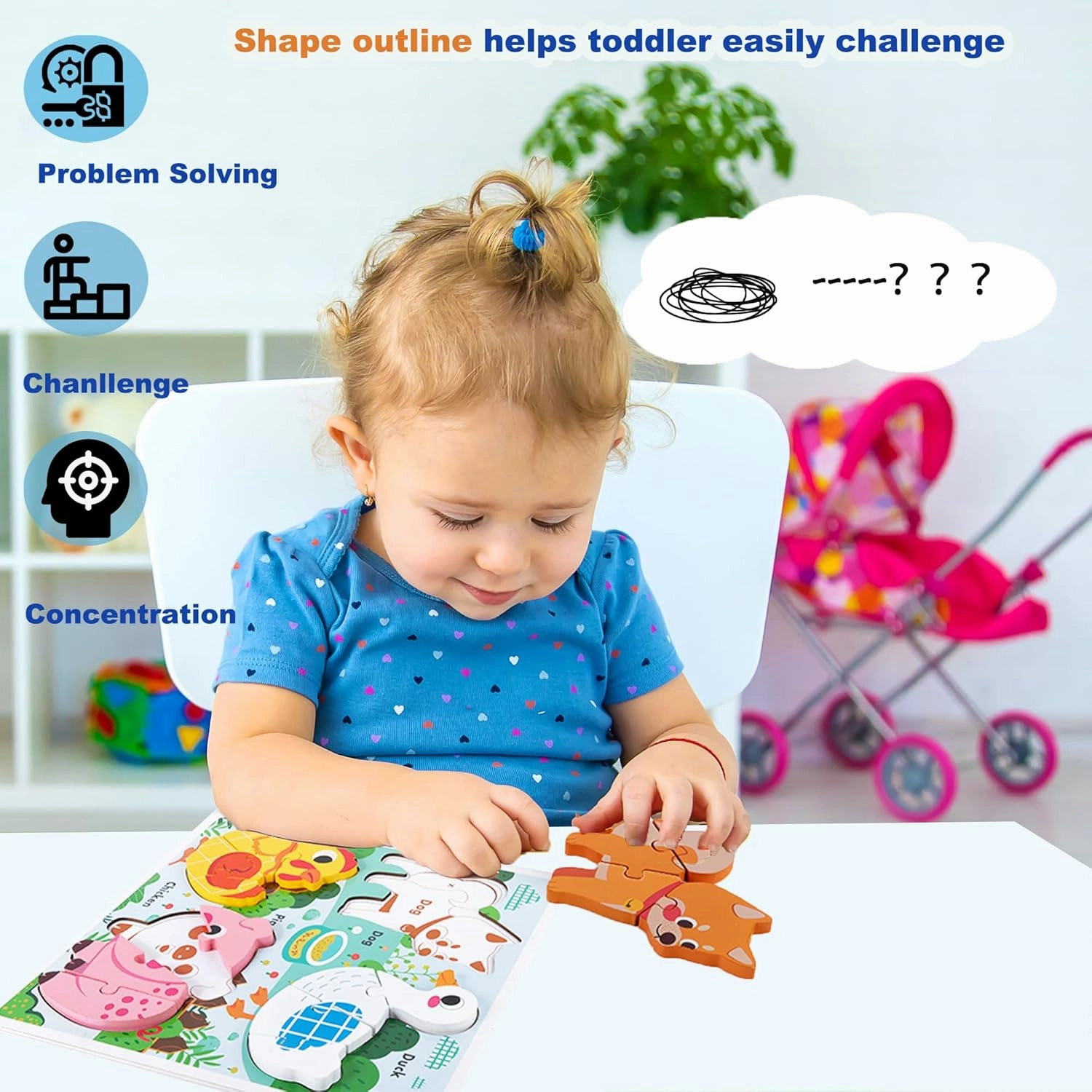 Farm Animal Puzzles for Toddlers 1-3, Gifts for 2 3 Years Old Girls Boys,Wooden Jigsaw Puzzles for Toddlers 2-4, Montessori Toys Learning Educational Toys Kids Ages 2-3