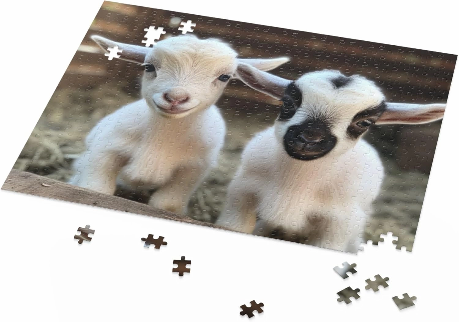 Farm Baby Goats Jigsaw Puzzle for Adults - Wooden Puzzle 1000 Piece - Farm Animal Cute Goat Puzzle Home Decor Kids Party Entertainment Toys Fun Family Games Best Gifts