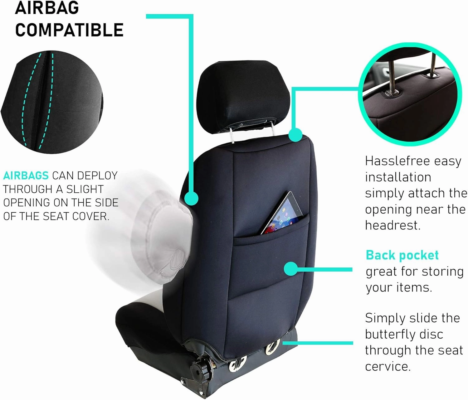 FH Group Front Set Neoprene Car Seat Cover for Low Back Seats with Removable Headrest, Universal Fit, Airbag Compatible, Seat Cover for SUV, Van Red