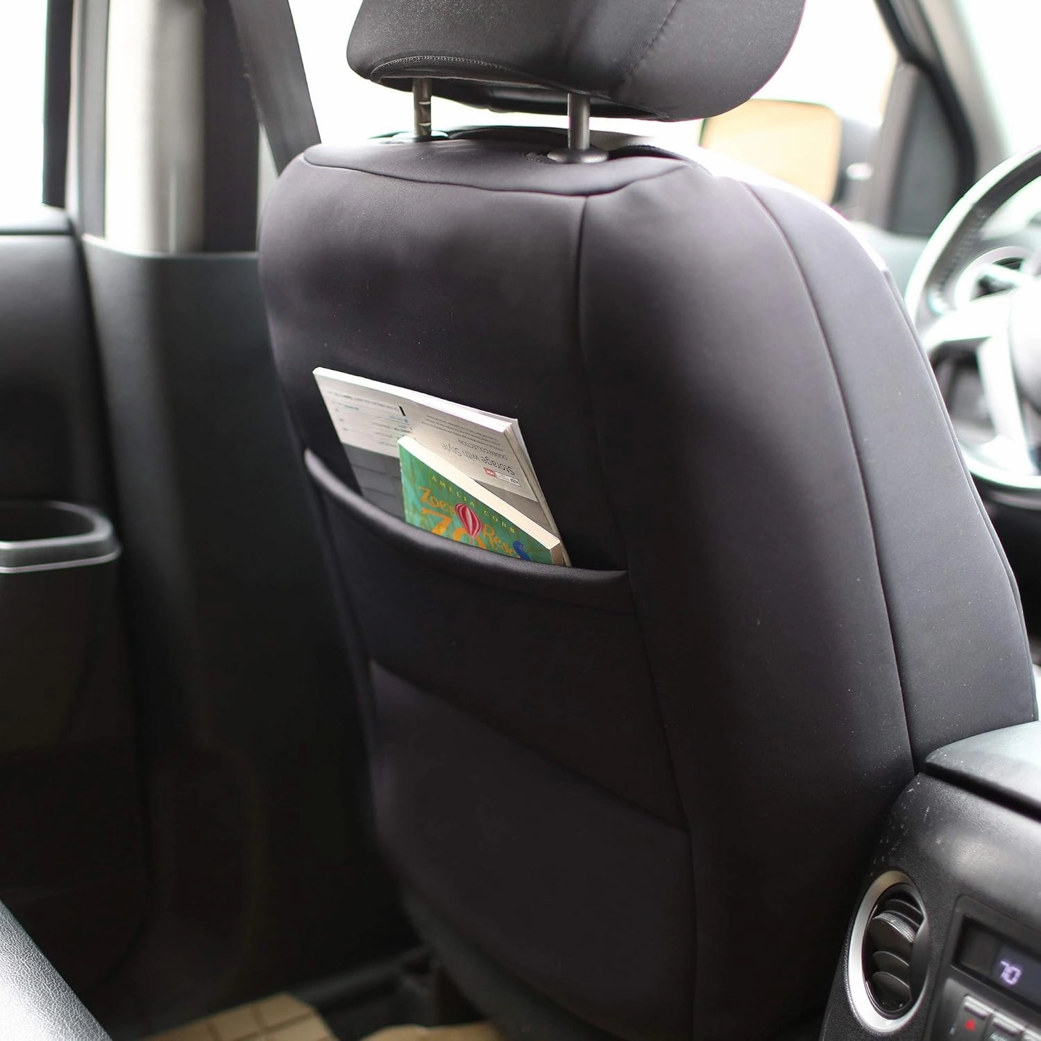 FH Group Front Set Neoprene Car Seat Cover for Low Back Seats with Removable Headrest, Universal Fit, Airbag Compatible, Seat Cover for SUV, Van Red