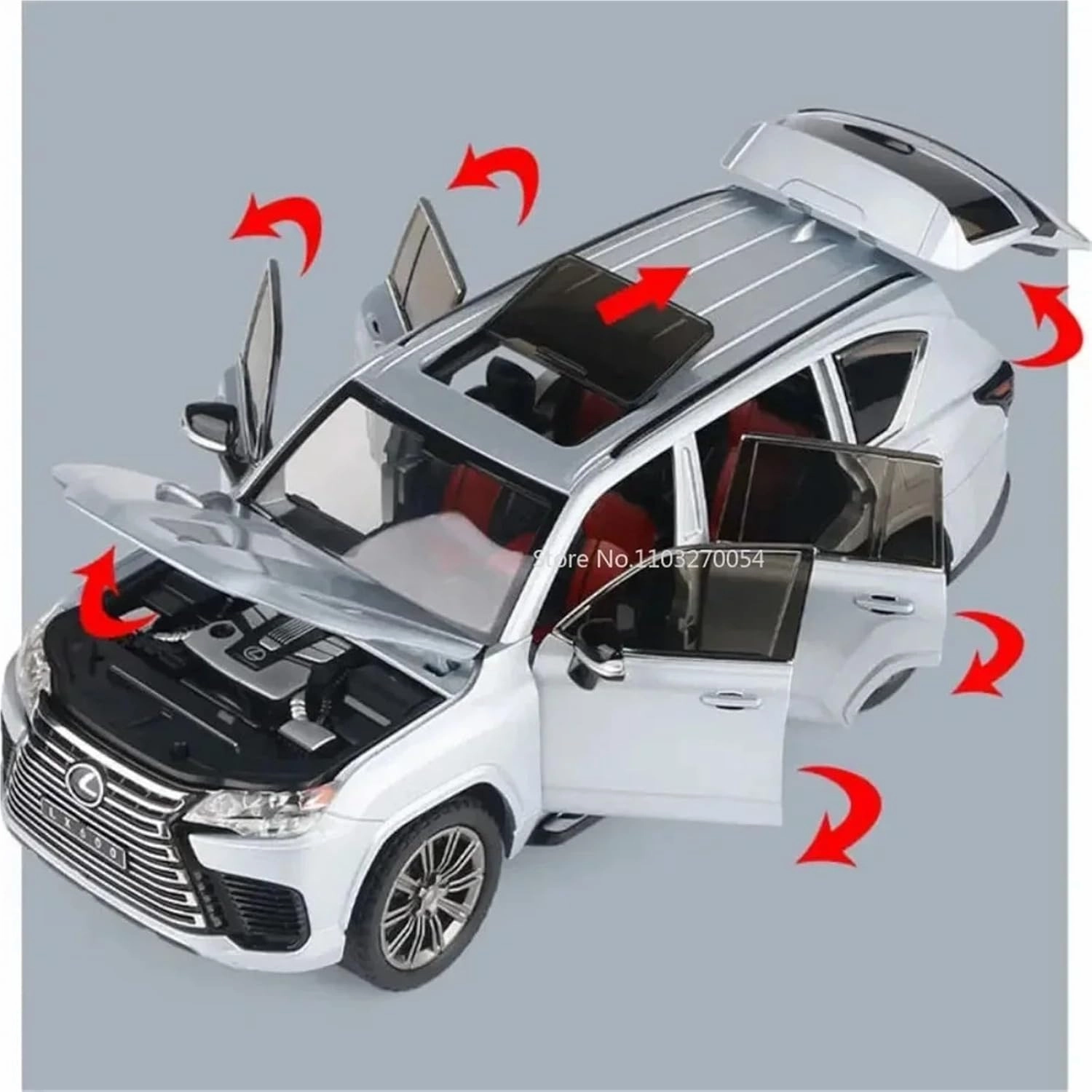 Finished Scale Model 1:24 for Lexus LX600 SUV Alloy Die-cast Car Model Simulation Miniature Vehicle Model Decoration Ornaments Presents(Black)
